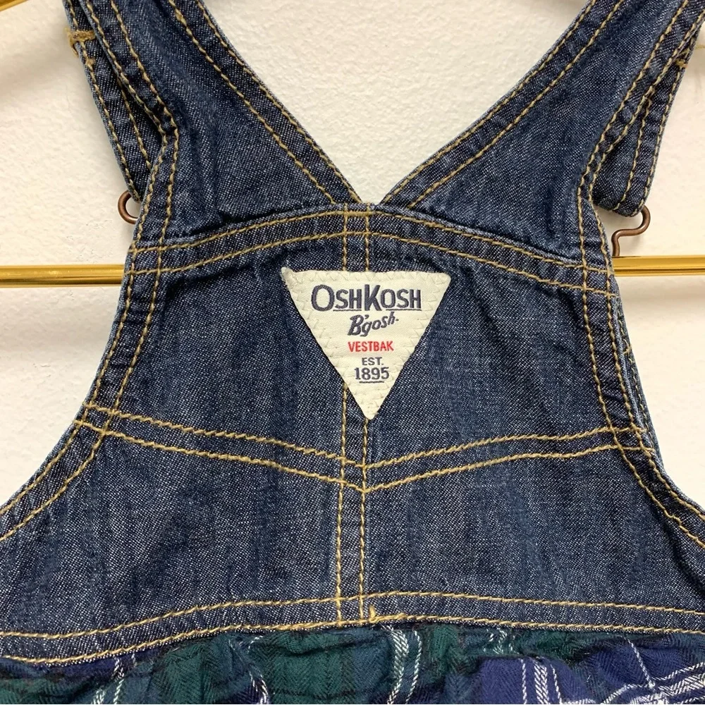 Osh Kosh Denim‎ Overall Dress Lot Of 2 Size 18M Raw Hem Tiered Ruffle